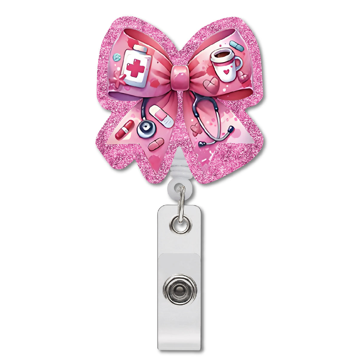 Pink Bow Badge Scroll, Telescopic Badge Scroll, Etiquette Badge Scroll, Nurse Badge Scroll, Nurse Bow Badge Scroll Bracket