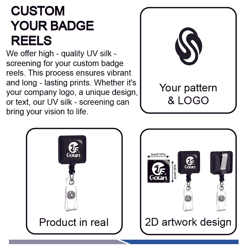 Customized logo for square-shaped badge reel