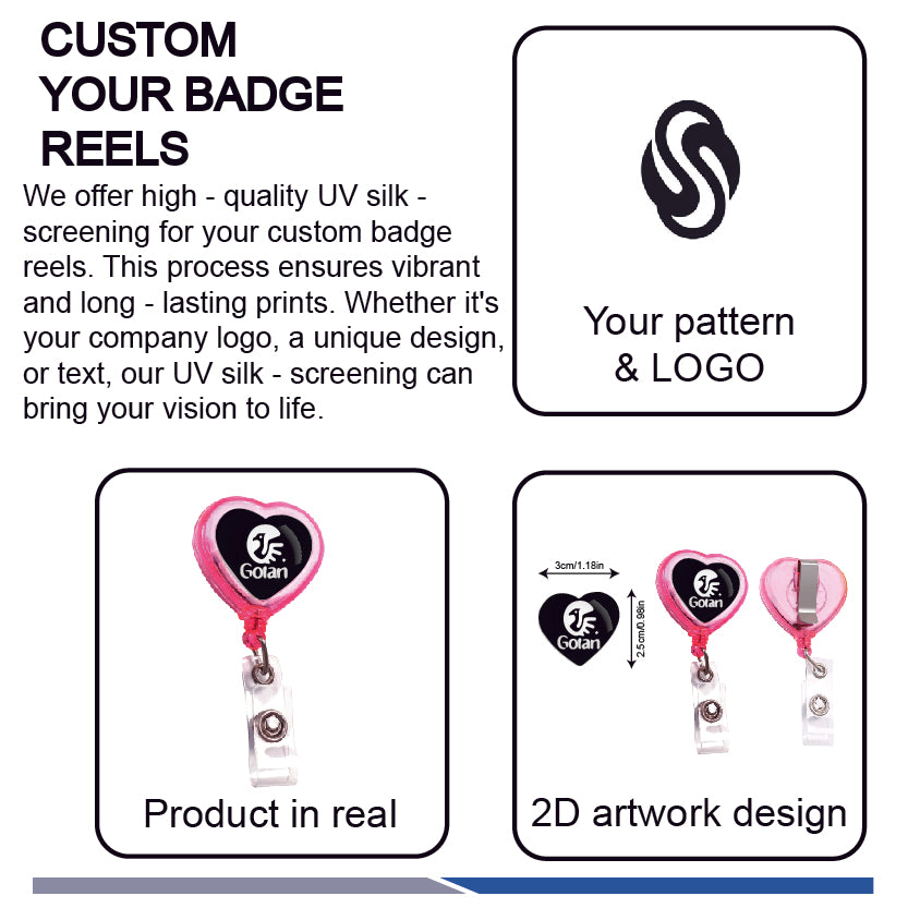 Custom Full Color Heart Retractable Badge Reel/ ID Badge Reel