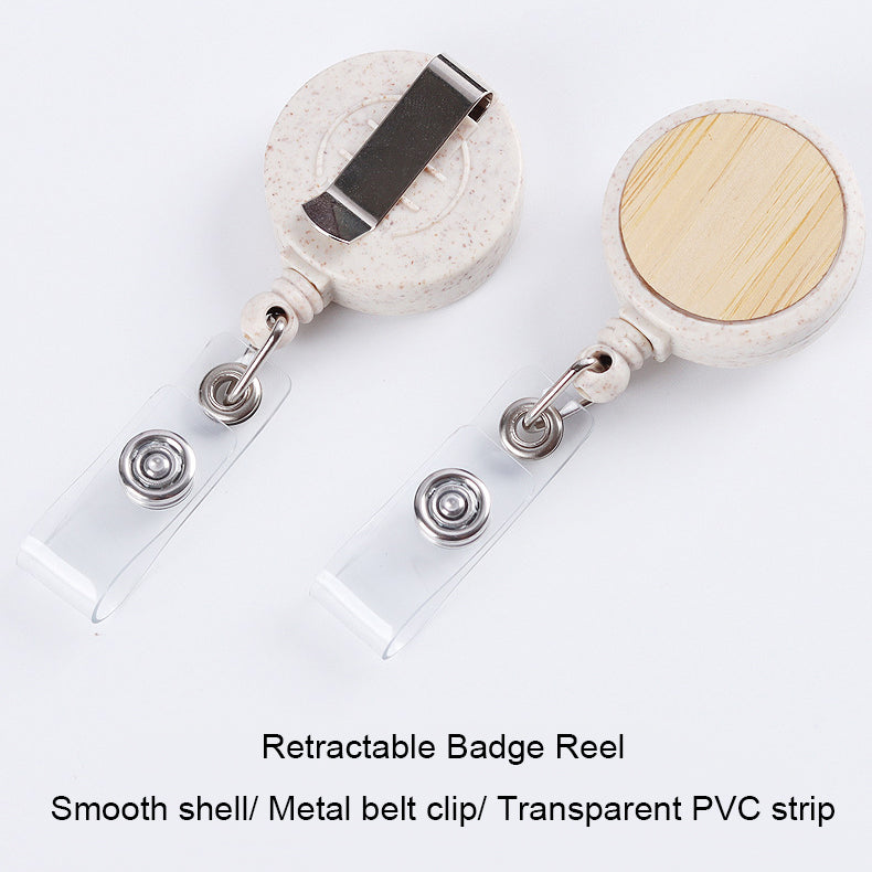 Biodegradable wheat pole badge reels customizable logo