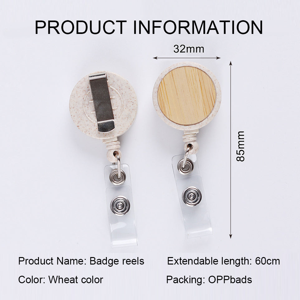 Biodegradable wheat pole badge reels customizable logo