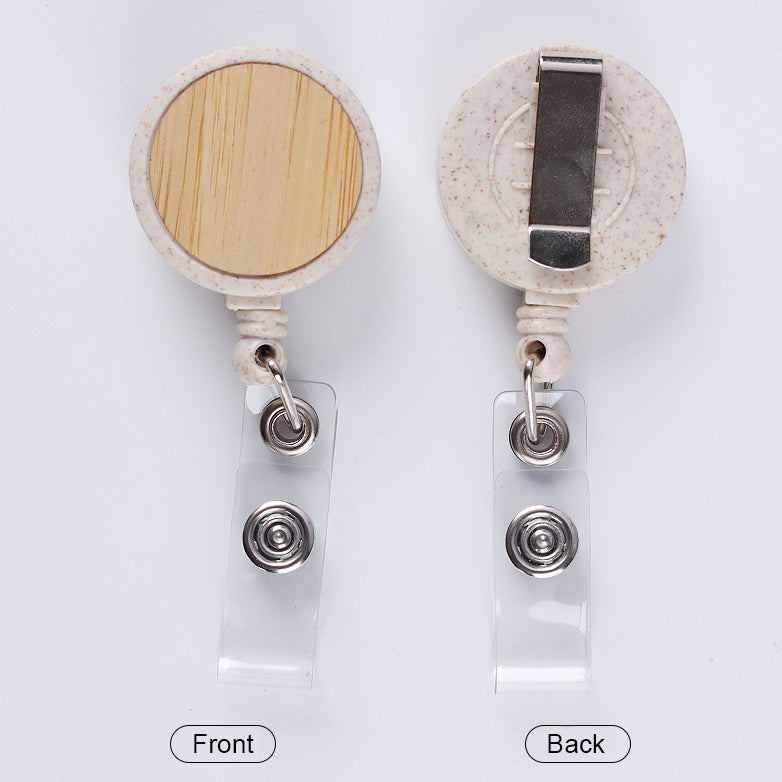 Biodegradable wheat pole badge reels customizable logo