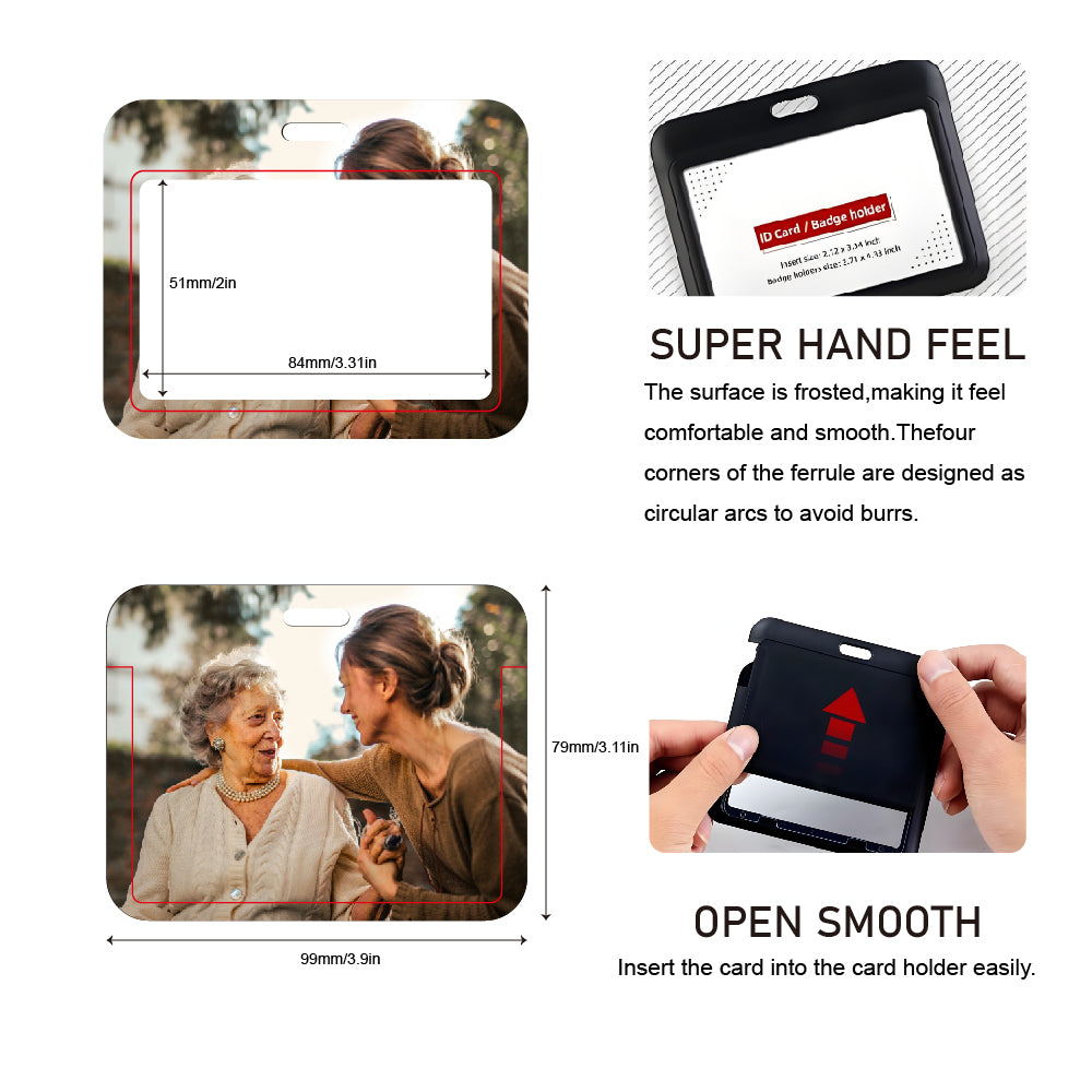 Customized horizontal ID card holder with a rotating badge