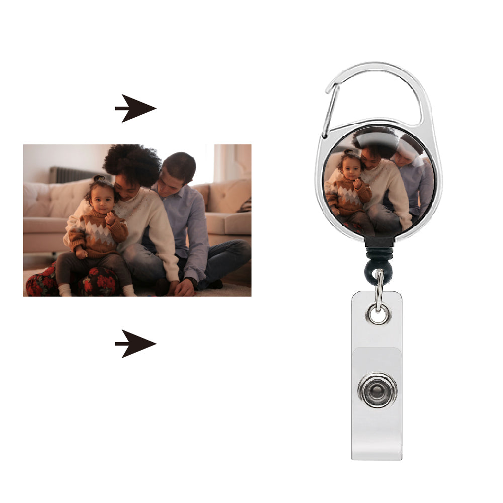 Customized horizontal ID card holder with a rotating badge