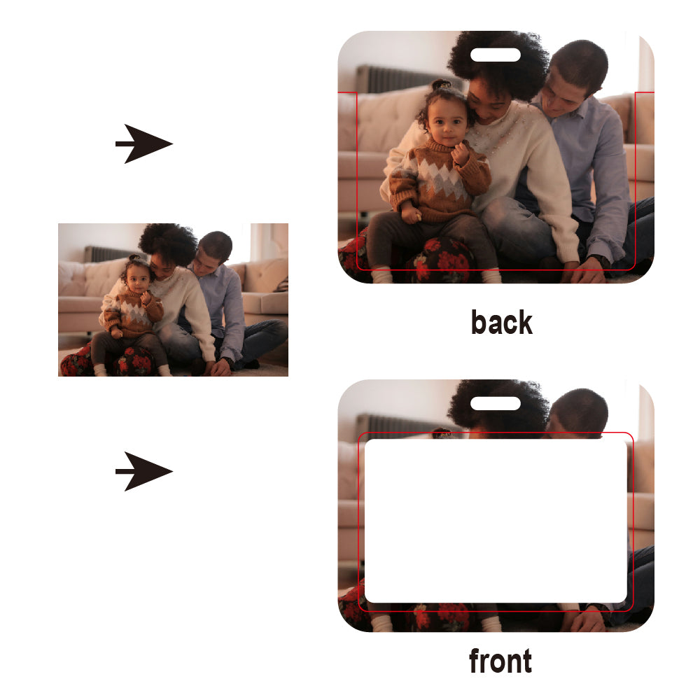 Customized horizontal ID card holder with a rotating badge
