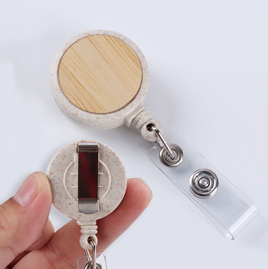 Biodegradable wheat pole badge reels customizable logo