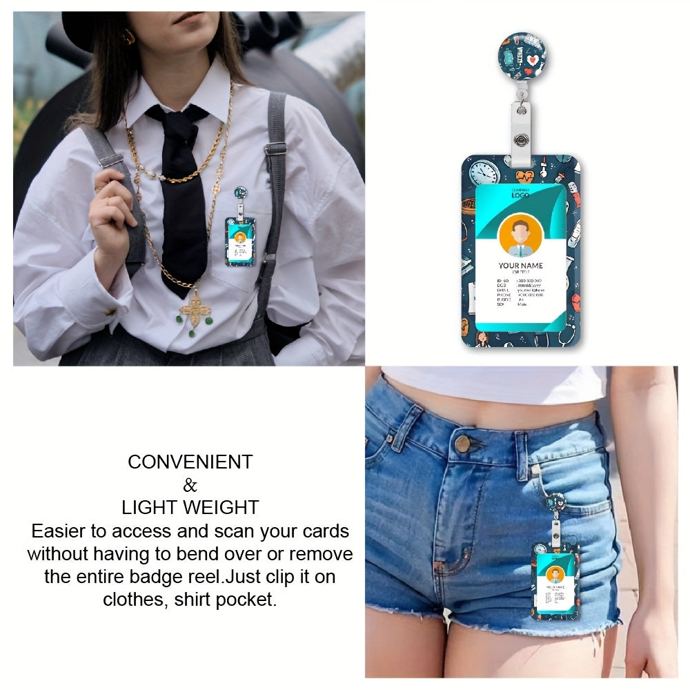A durable badge set with a safety clasp and retractable scroll - a protective ID case for nurses, doctors, teachers, students