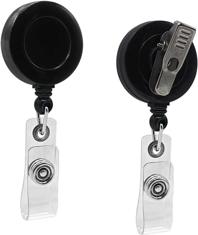 5 Pack Retractable ID Badge Holder Reels with Swivel Alligator Clip Bulk Pack Premium Badge (White)