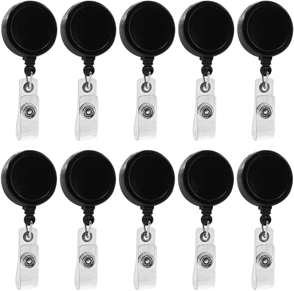 5 Pack Retractable ID Badge Holder Badge Reels with Swivel Alligator Clip Bulk Pack Badge Holders by Premium Badges