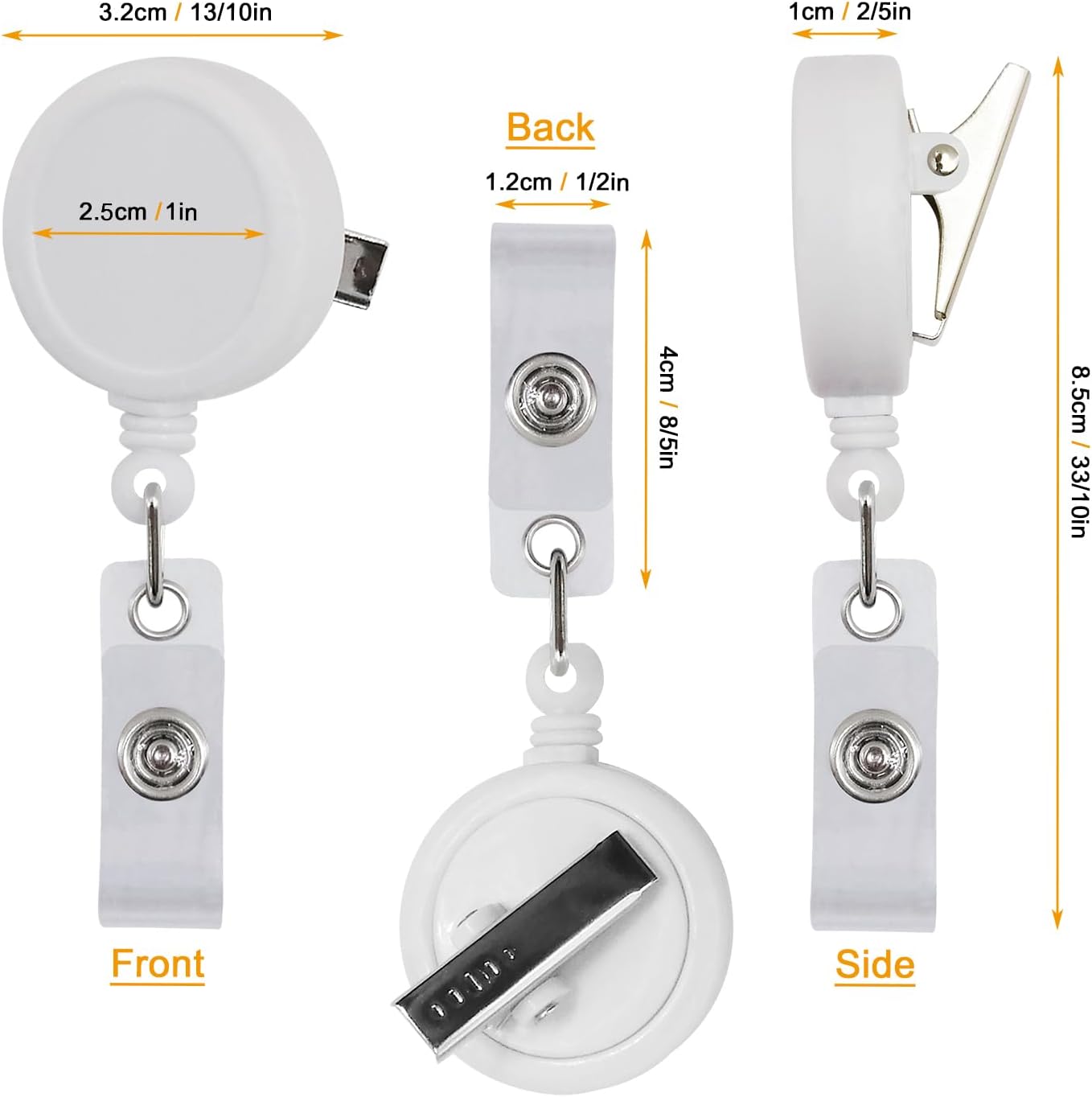 5 Pack Retractable ID Badge Holder Badge Reels with Swivel Alligator Clip Bulk Pack Badge Holders by Premium Badges