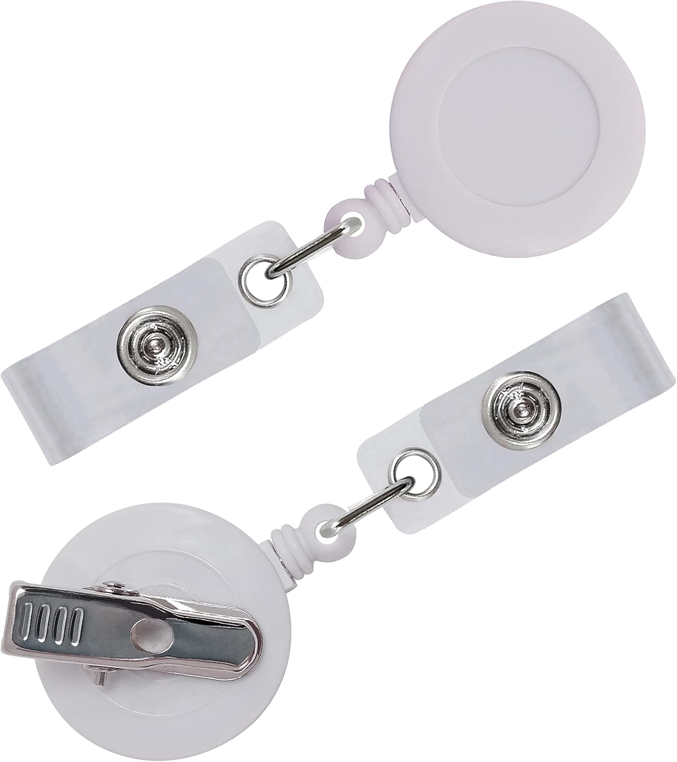 5 Pack Retractable ID Badge Holder Reels with Swivel Alligator Clip Bulk Pack Premium Badge (White)
