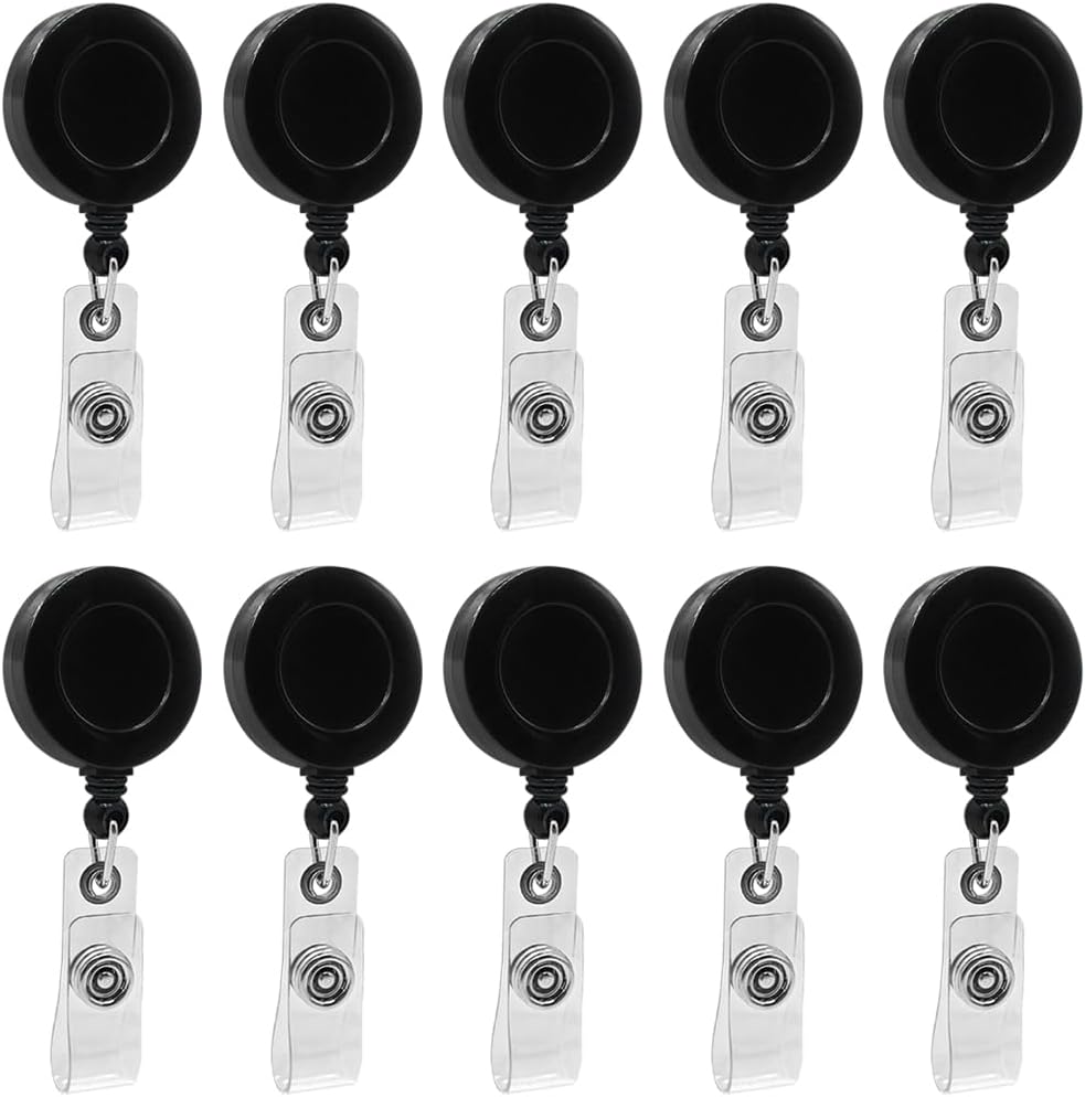 5 Pack Retractable ID Badge Holder Reels with Swivel Alligator Clip Bulk Pack Premium Badge (White)