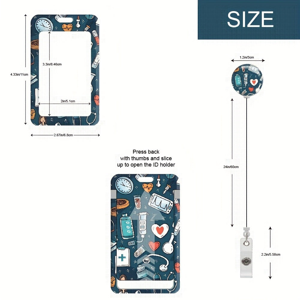 A durable badge set with a safety clasp and retractable scroll - a protective ID case for nurses, doctors, teachers, students