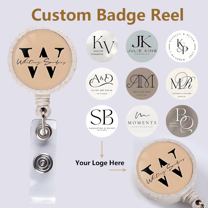 Biodegradable wheat pole badge reels customizable logo