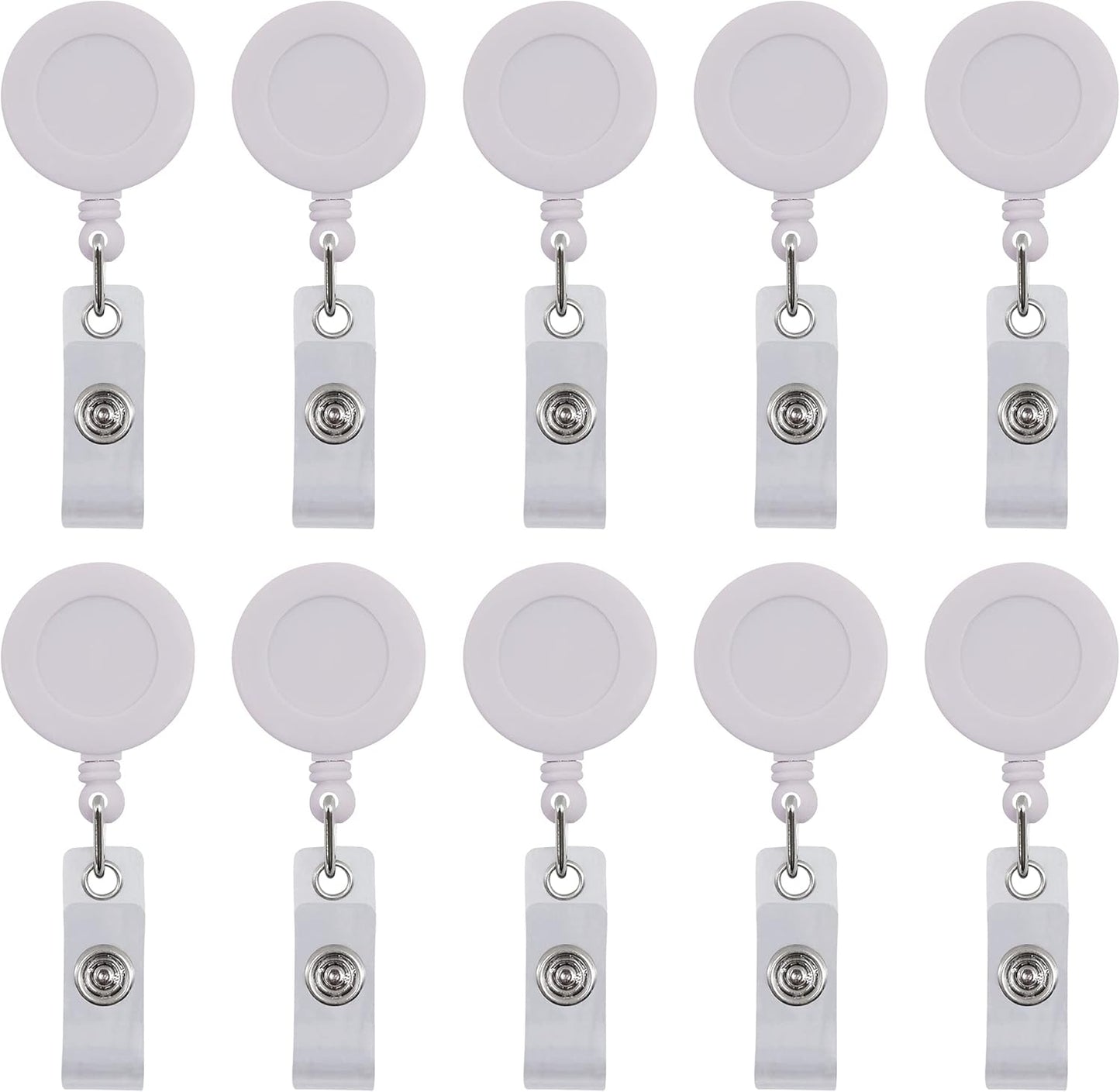 5 Pack Retractable ID Badge Holder Reels with Swivel Alligator Clip Bulk Pack Premium Badge (White)
