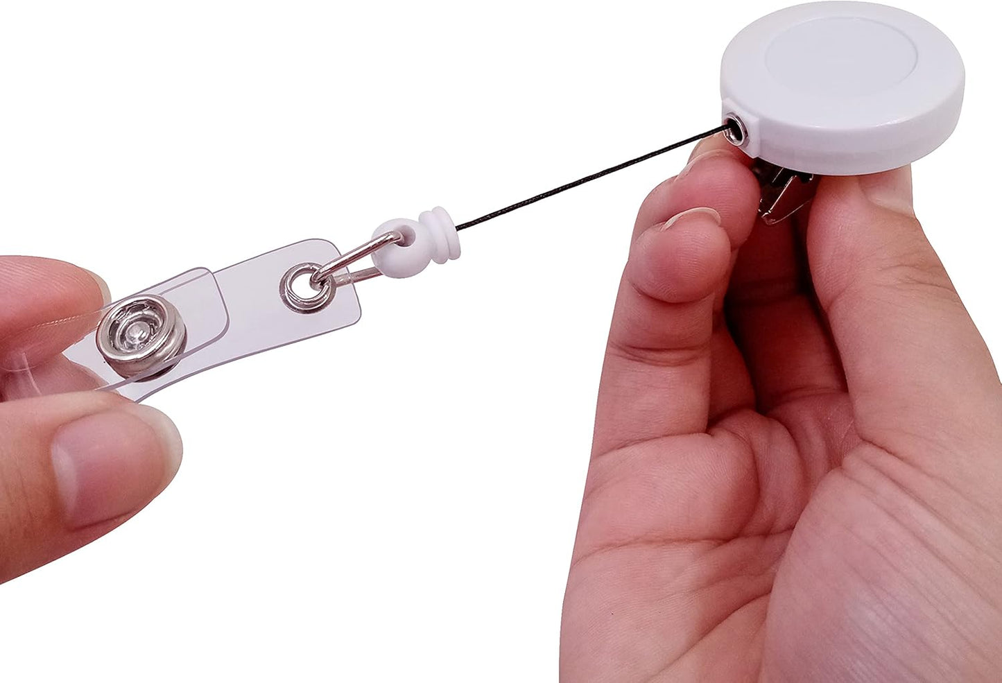 5 Pack Retractable ID Badge Holder Reels with Swivel Alligator Clip Bulk Pack Premium Badge (White)