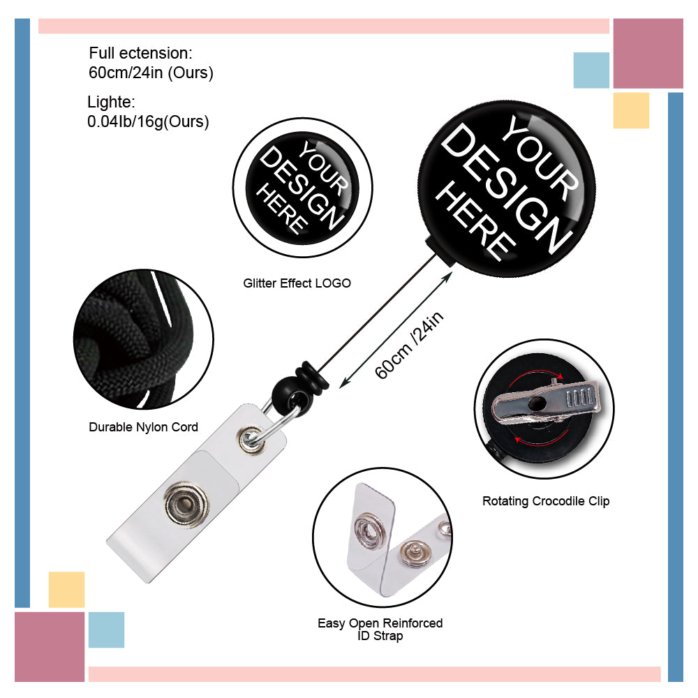 Customized 360-degree Swivel Alligator Clip Badge Reel