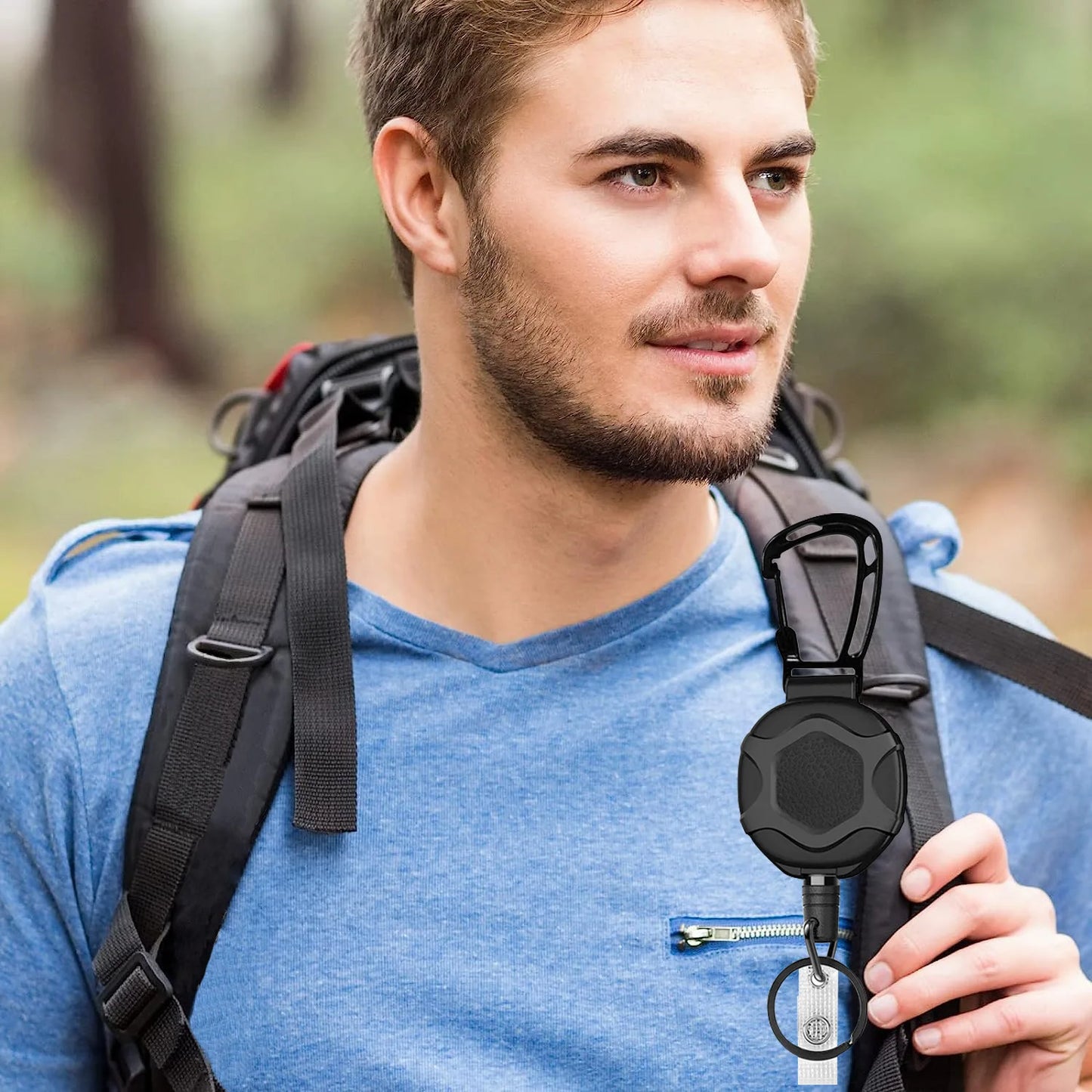 Anti-theft buckle Rope Black Heavy duty outdoor Climbing Tactical Id retractable badge reel