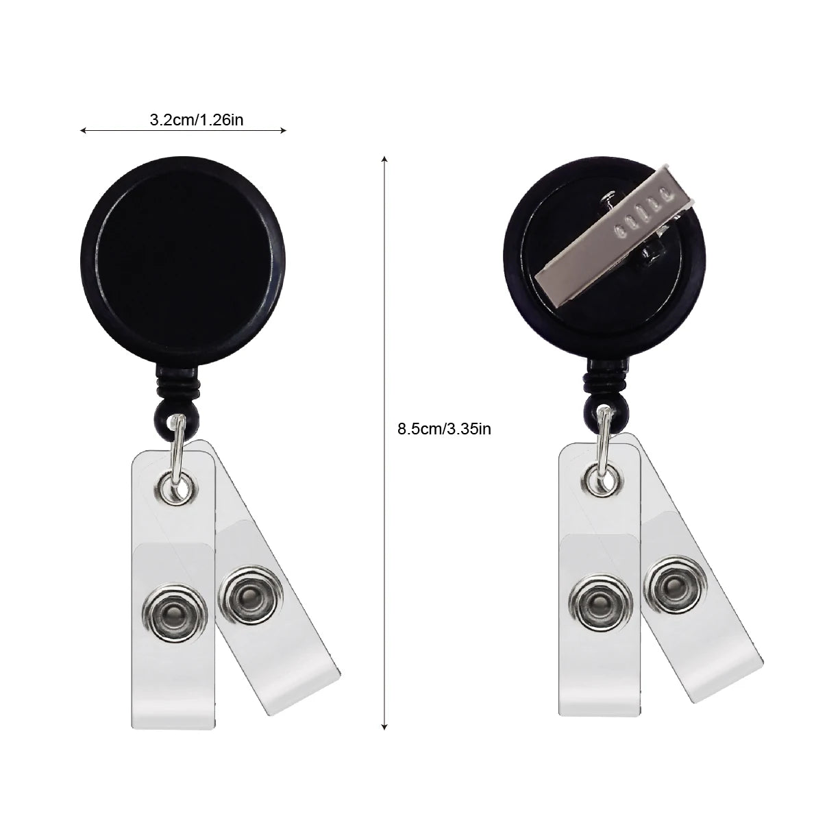 Retractable ID badge holder with rotating alligator clip 2 ID badge holder with black badge reel