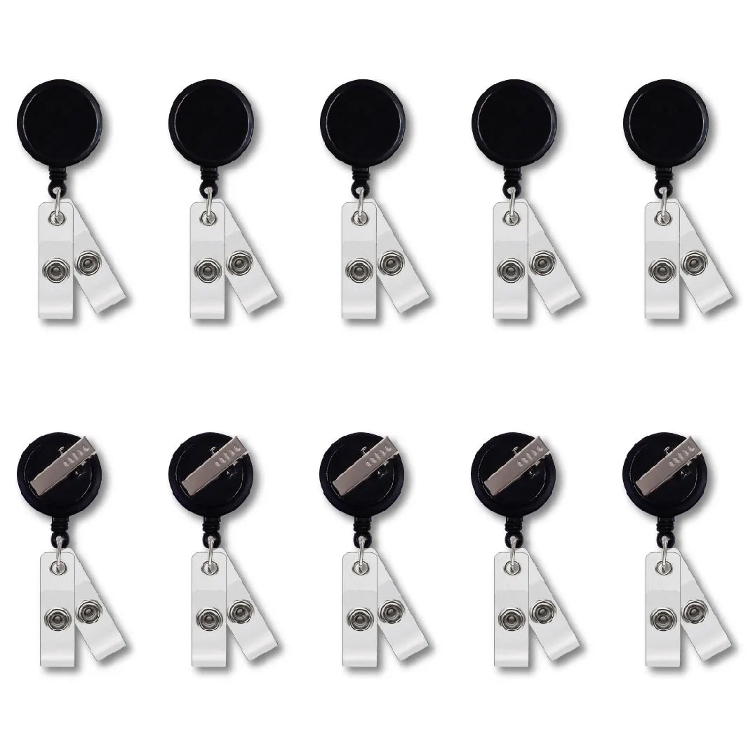Retractable ID badge holder with rotating alligator clip 2 ID badge holder with black badge reel