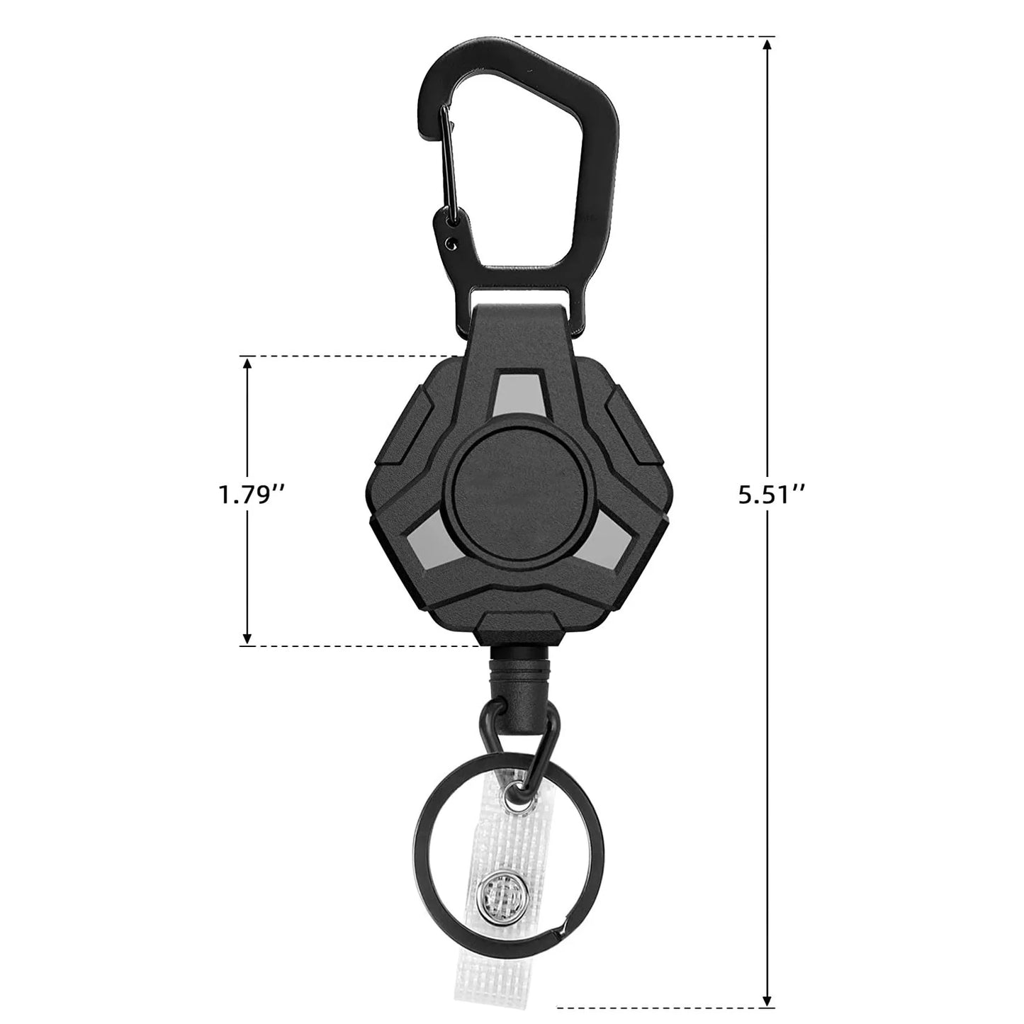 Anti-theft buckle Rope Black Heavy duty outdoor Climbing Tactical Id retractable badge reel