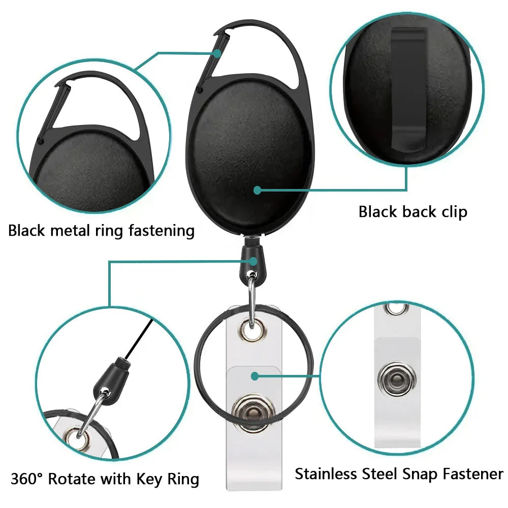 50PCS retractable button badge reel Mini camping button Heavy duty plastic retractable badge reel holder
