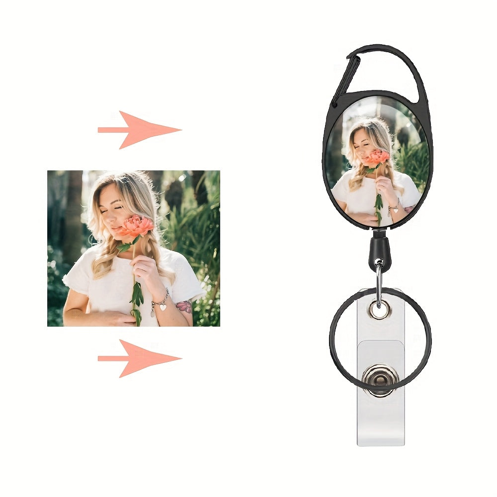 Custom Personalized Picture/Photo/Logo n Oval Badge Reel & ID Badge Holder