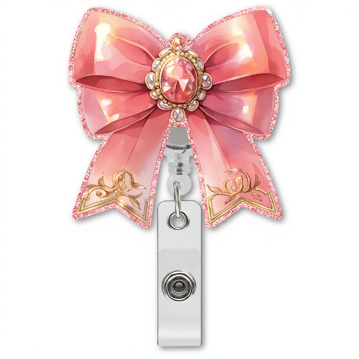 Pink Bow Badge Scroll, Telescopic Badge Scroll, Etiquette Badge Scroll, Nurse Badge Scroll, Nurse Bow Badge Scroll Bracket