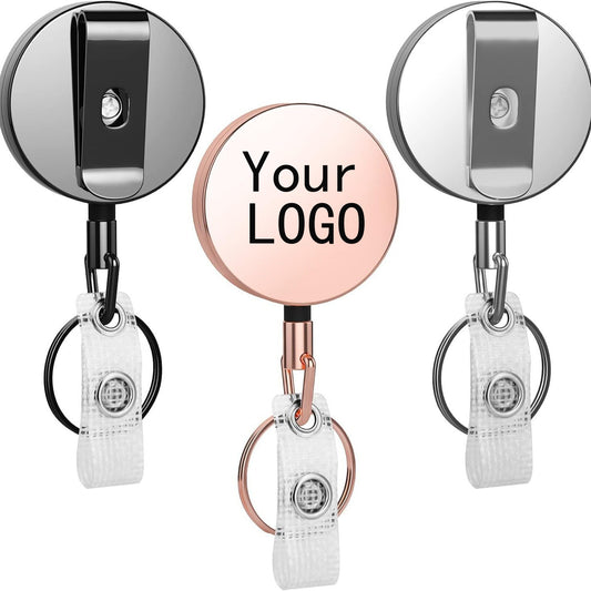4cm Laser logo Heavy duty plated iron badge clamp metal wire rope