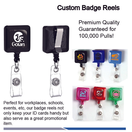 Customized logo for square-shaped badge reel