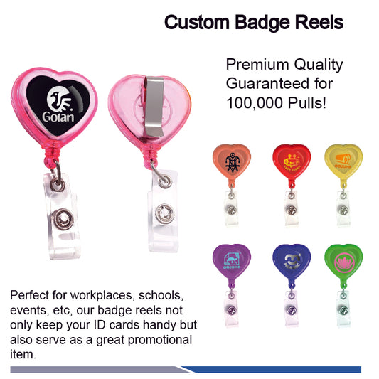 Custom Full Color Heart Retractable Badge Reel/ ID Badge Reel