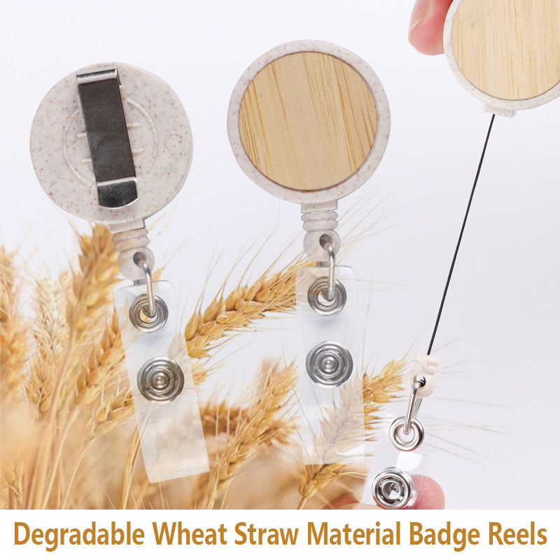 Biodegradable wheat pole badge reels customizable logo