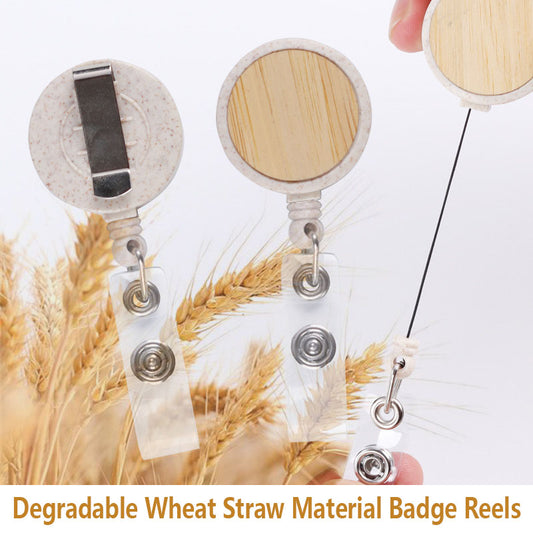 Biodegradable wheat pole badge reels customizable logo
