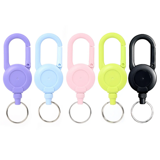 Macaron-Colored Outdoor Heavy-Duty Retractable Carabiner Badge Reel