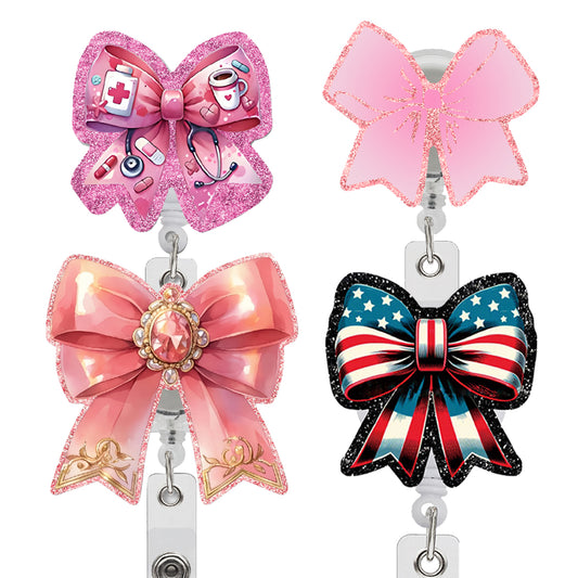 Pink Bow Badge Scroll, Telescopic Badge Scroll, Etiquette Badge Scroll, Nurse Badge Scroll, Nurse Bow Badge Scroll Bracket 