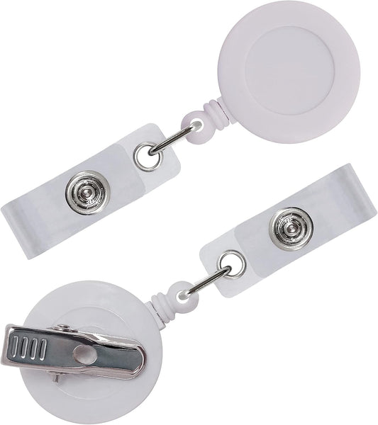 5 Pack Retractable ID Badge Holder Reels with Swivel Alligator Clip Bulk Pack Premium Badge (White) 