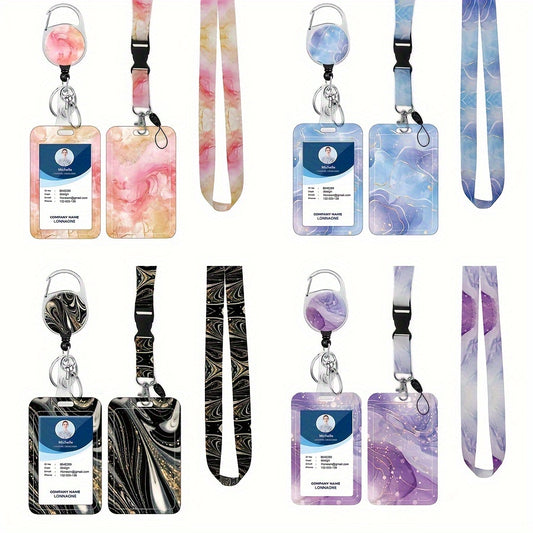 Colorful Retractable Badge Reel &amp; Lanyard Set with Detachable Neck Strap and Vertical ID Holder - Durable Rubber Material, Ideal for Nurses, Doctors, Students, Office Staff, Nurse Accessories for Work 