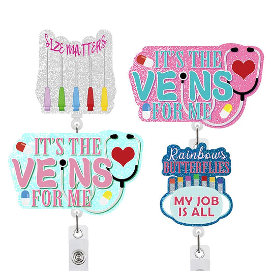 Fun pearlescent Blood draw Nurse badge reel badge clip Cute blood draw nurse ID card holder 