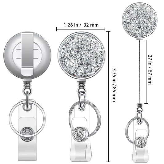 Retractable Nurse badge holder Scroll Flash ID badge holder retractable key chain badge reel 