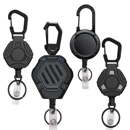 Anti-theft buckle Rope Black Heavy duty outdoor Climbing Tactical Id retractable badge reel 