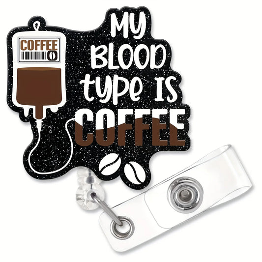 Cute My Blood Type is a coffee-able ID card holder that fits perfectly with nurse Doctor's durable acrylic retractable badge reel 