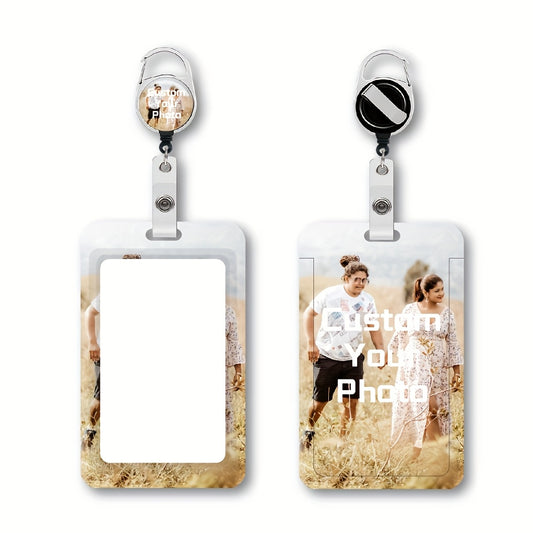 Custom Retractable Badge Reel with Photo Slot - Heavy-Duty ID Clip, Shiny Crystal Surface, Ideal for Nurses, Offices, and Teachers, Personalized ID Holder|Professional Appearance|Durable ID Holder, ID Badge Holder 