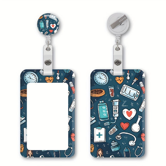 A durable badge set with a safety clasp and retractable scroll - a protective ID case for nurses, doctors, teachers, students 